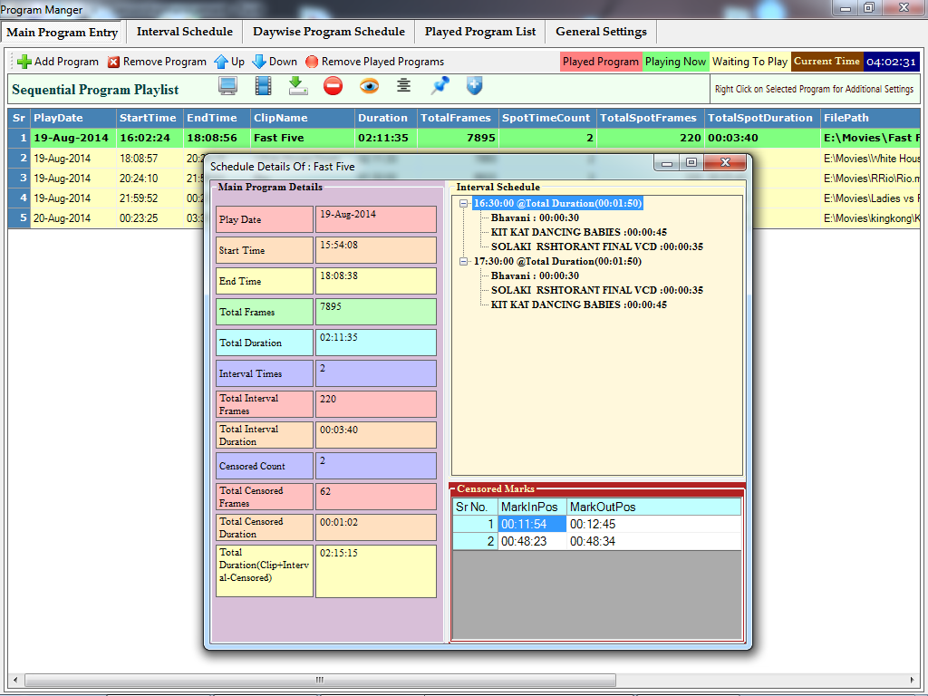 Movie playout software